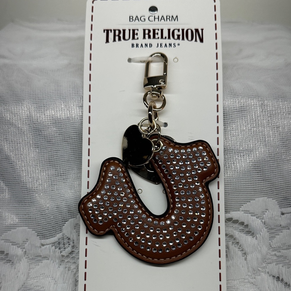 True Religion Brown Rhinestone Bag Charm